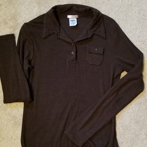 Brown Ribbed Top w/Pocket